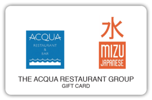 Acqua Restaurant & Mizu Japanese logos on a solid white background.